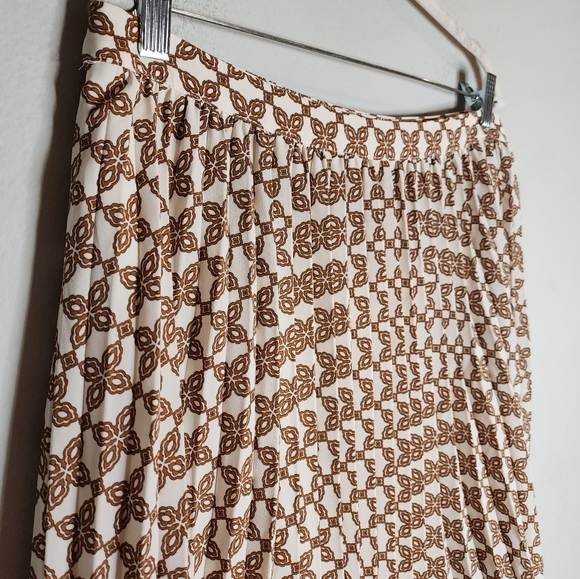 J. Crew Accordion Pleated Mini Skirt Brown Cream Size 14 CC844 - Picture 13 of 16